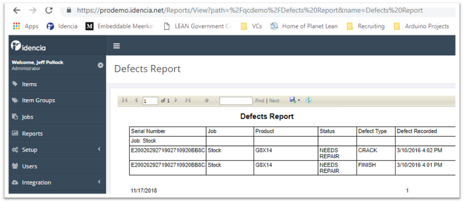 Defects Report